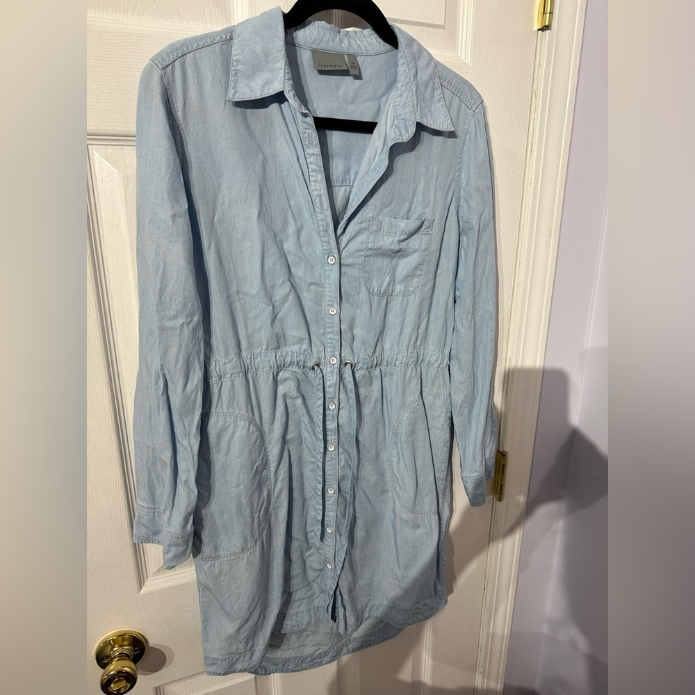 Athleta Light Blue Denim Shirt Dress XS - Picture 3 of 15